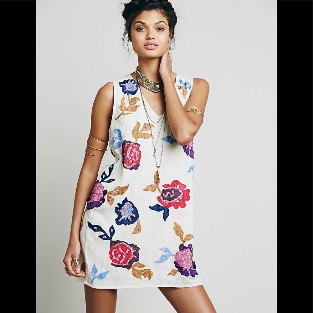 NWOT Free People Embellished Floral Shift Dress